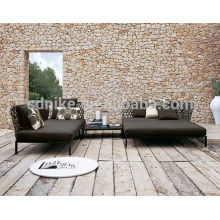 DE- (440) conjunto de sofá de vime de mobiliário exterior com sofá-cama grande